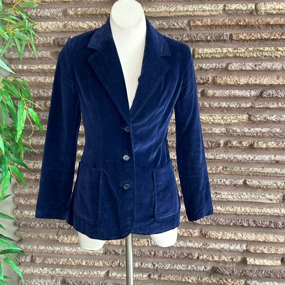 Vintage Deep Blue Velvet Blazer